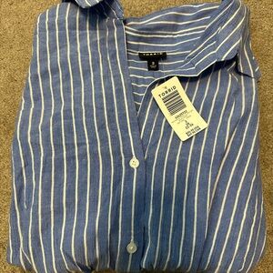 Torrid Casual Blue and White Striped Shirt